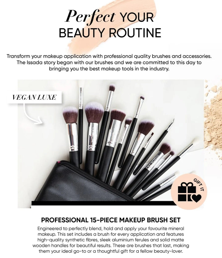 ISSADA 15 Piece Professional Vegan Brush Set